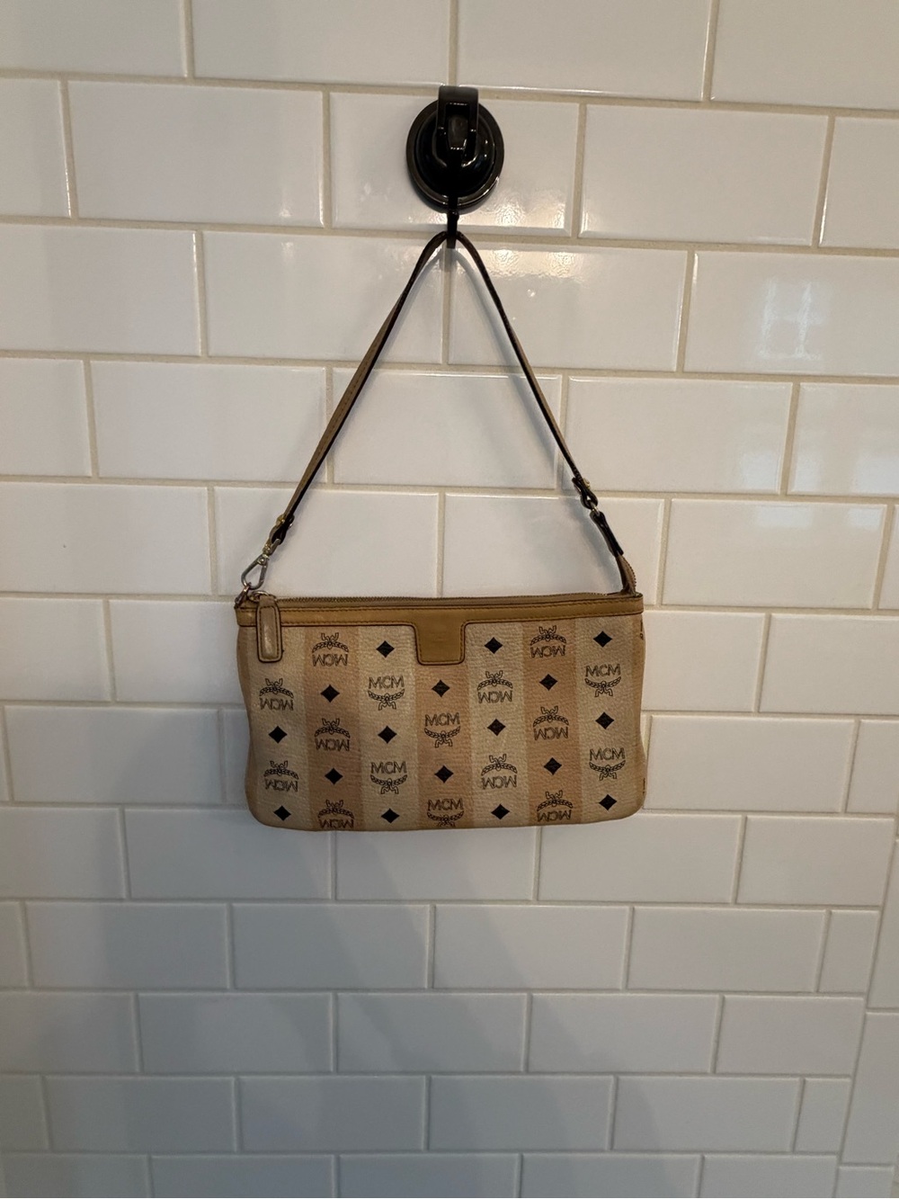 MCM Tan Visetos Monogram Shoulder Bag - Picture 3 of 4